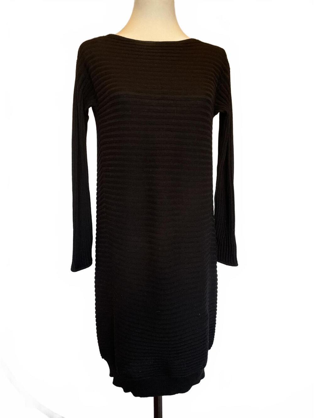 COS Black Ribbed Knit Sweater Dress Wool XS 90s Minimalist Quiet Luxury Parisian